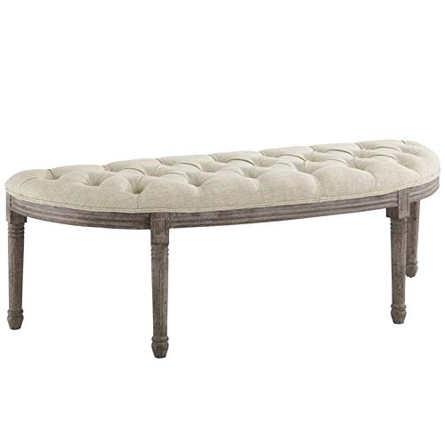 Modway Esteem Vintage French Upholstered Fabric Semi-Circle Entryway Bench