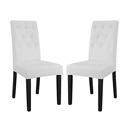 Modway Confer Modern Tufted Faux Leather Upholstered Parsons Kitchen and Dining Room Chair in White