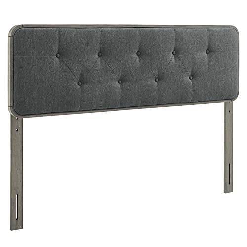 Modway Collins Tufted Fabric and Wood King Headboard in Gray Charcoal