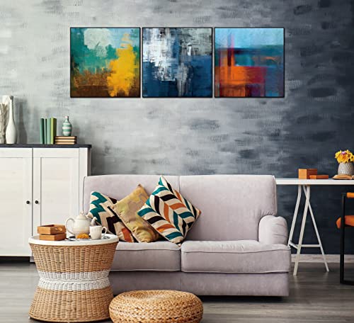Whiteline Modern Living Terra 3-Piece 28"x28" (each) Canvas Wall Art, Black PS Frame