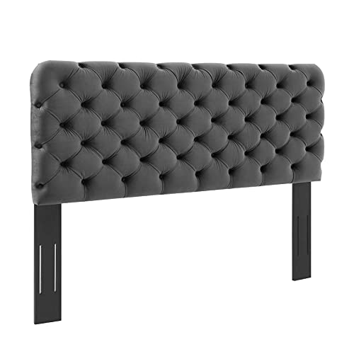 Modway Lizzy Tufted Performance Velvet California King Headboard in Charcoal