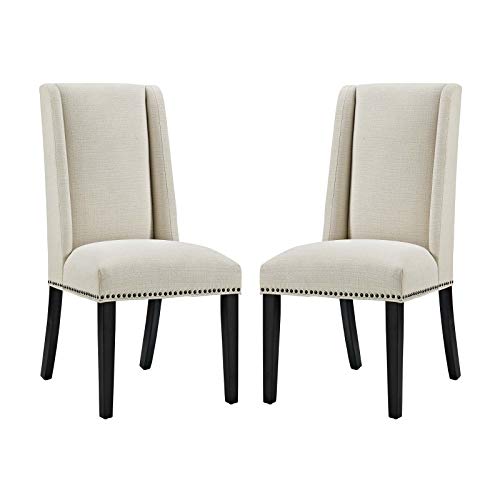 Modway Baron Modern Tall Back Wood Upholstered Fabric Parsons Kitchen and Dining Room Chair