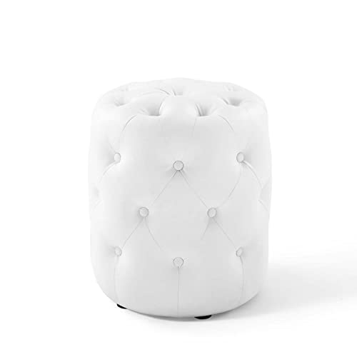 Modway EEI-3775-WHI Anthem Tufted Button Square Faux Leather Ottoman