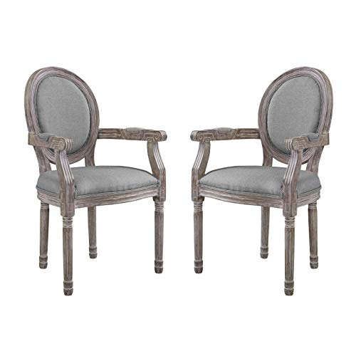 Modway EEI-2823-BEI Emanate Vintage French Upholstered Dining Armchair