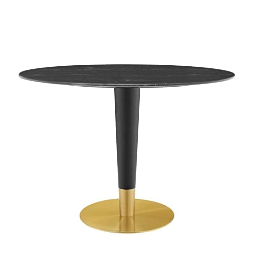 Modway Zinque Artificial Marble Dining Table, 42 Inch, Gold Black