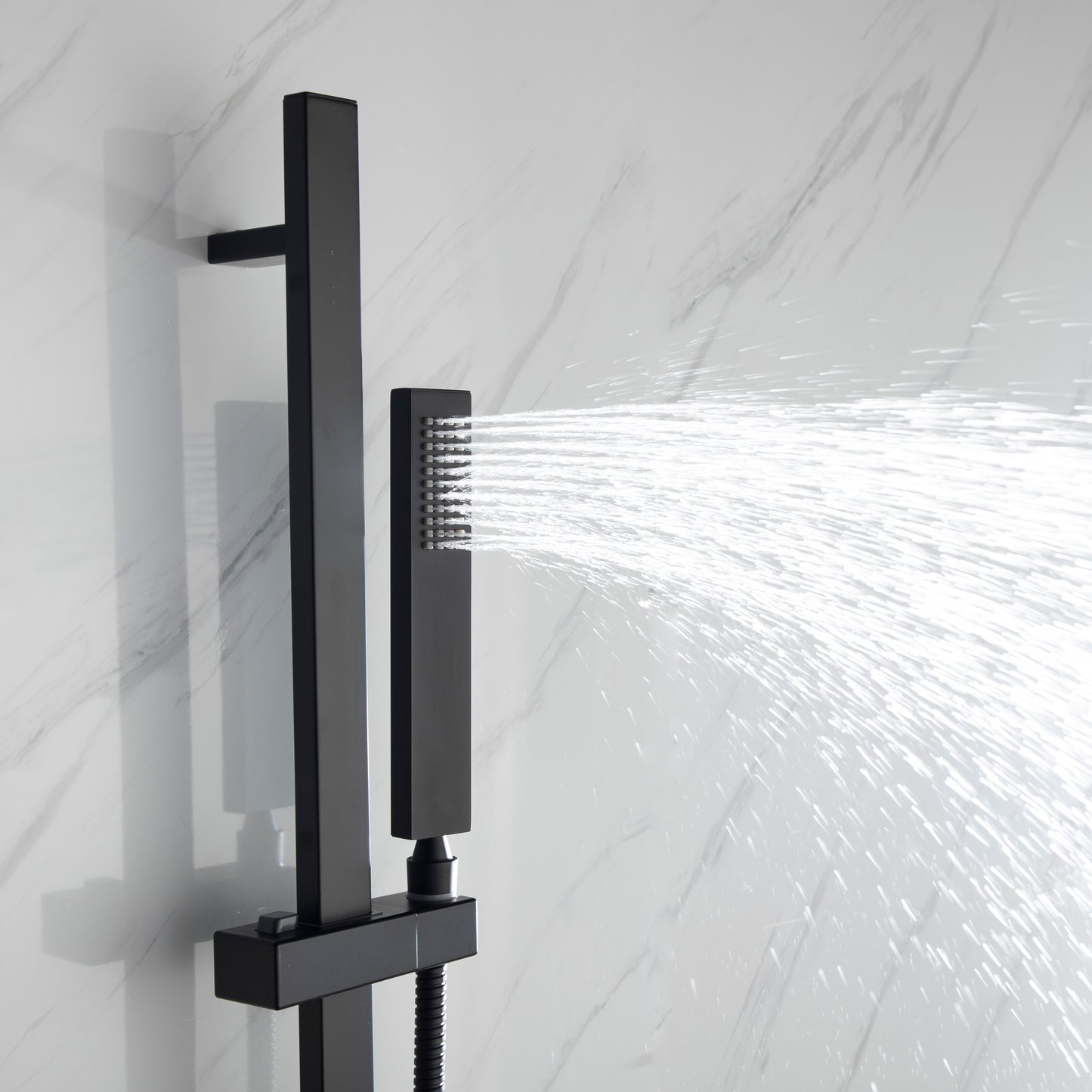 Cero Set, 8" Square Rain Shower and Handheld, Matte Black