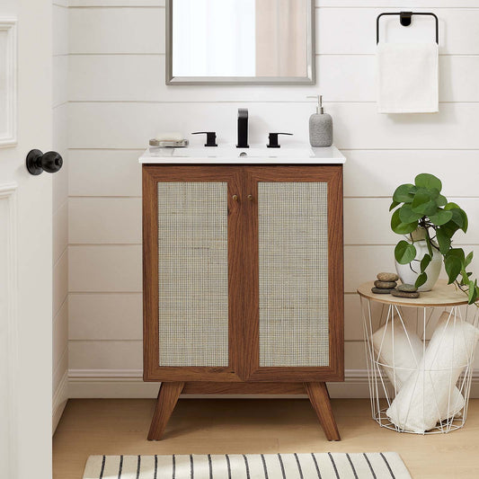 Modway Soma 24” Bathroom Vanity in Walnut White