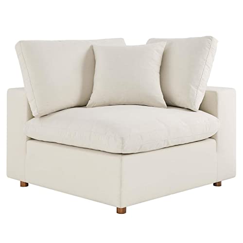 Modway Commix Fabric Down Filled Overstuffed Corner Chair in Light Beige