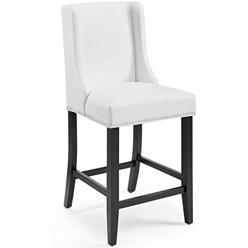 Modway Baron Modern Tall Back Wood Faux Leather Upholstered Parsons Kitchen and Dining Room Chair