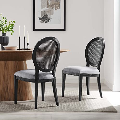 Modway Forte French Vintage Round Back Wood and Fabric Upholstered Fully Assembled Dining Side Chair