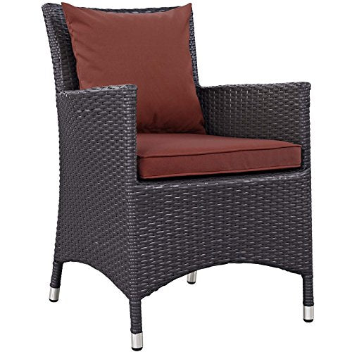 Modway Convene Wicker Rattan Outdoor Patio Dining Armchairs with Cushions in Espresso