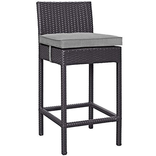 Modway Convene Wicker Rattan Outdoor Patio Bar Stool with Cushion