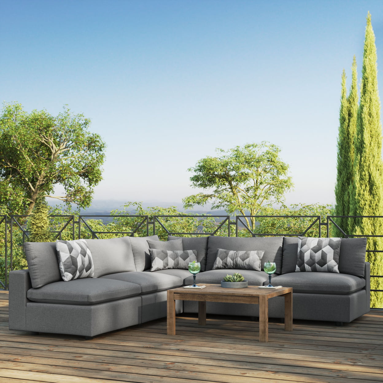 Commix 5-Piece Outdoor Patio Sectional Sofa-EEI-5587