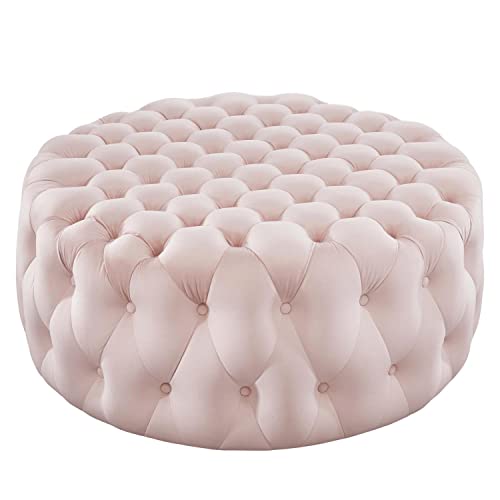 Modway Amour Tufted Button Velvet Large Round Ottoman with Pink EEI-5469-PNK