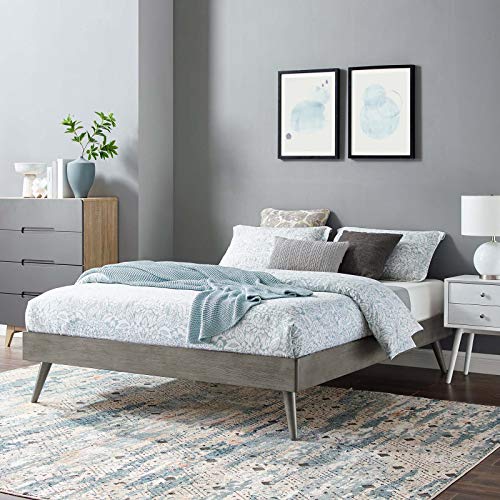 Modway Margo Full Wood Platform Bed Frame in Gray