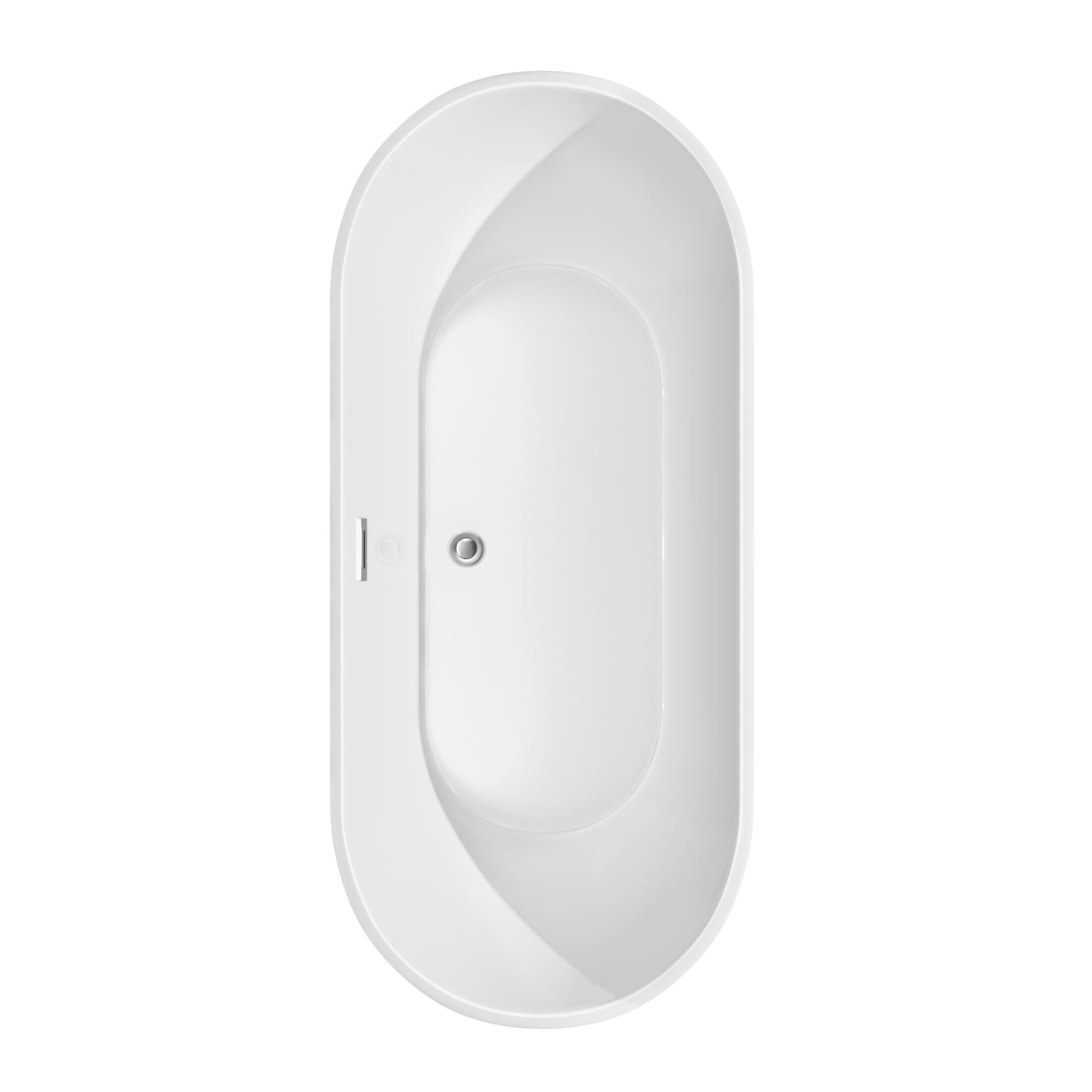 Brooklyn 67 Inch Freestanding Bathtub in White with Polished Chrome Drain and Overflow Trim