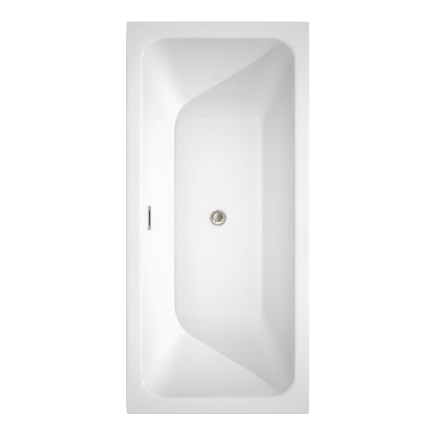 Galina 67 Inch Freestanding Bathtub in White with Floor Mounted Faucet, Drain and Overflow Trim in Brushed Nickel