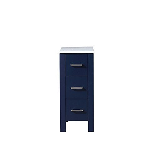 Lexora Volez 12-inch Navy Blue Side Cabinet, Phoenix Stone Top