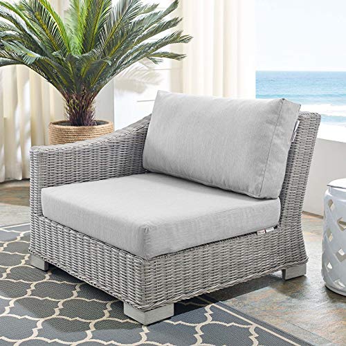 Modway EEI-3975-LGR-GRY Conway Sunbrella Outdoor Patio Wicker Rattan Left-Arm Chair, Light Gray Gray