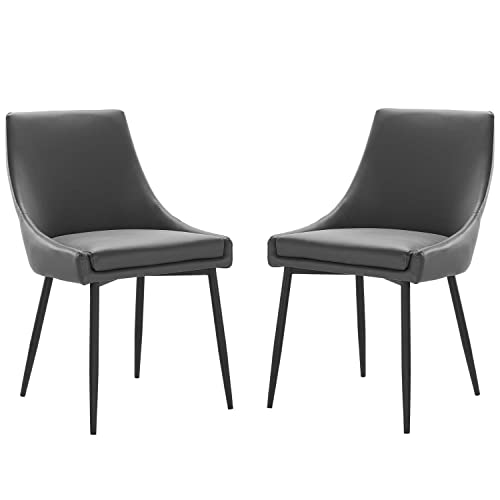 Modway Viscount Vegan Leather Side Dining Chairs - Set of 2