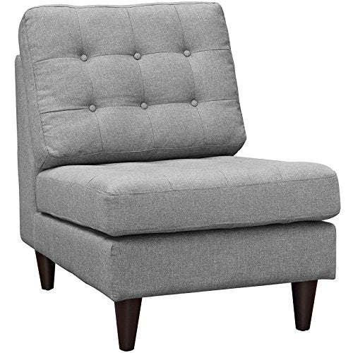 Modway Empress Mid-Century Modern Upholstered Fabric Corner Sofa In Oatmeal