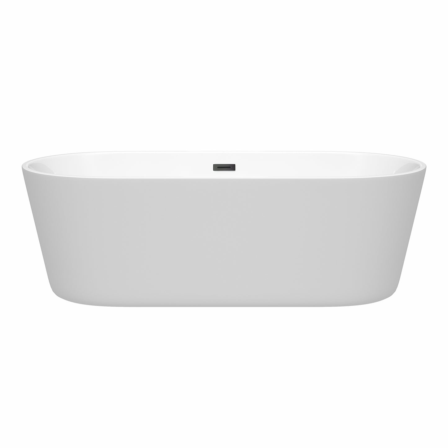 Carissa 71 Inch Freestanding Bathtub in White with Matte Black Drain and Overflow Trim