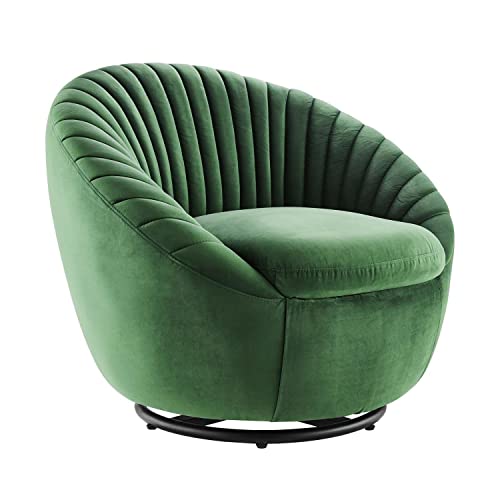 Modway Whirr Tufted Velvet Swivel Chair with Black Emerald EEI-5004-BLK-EME