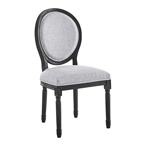 Modway Emanate French Vintage Upholstered Fabric Dining Chair in Black Light Gray