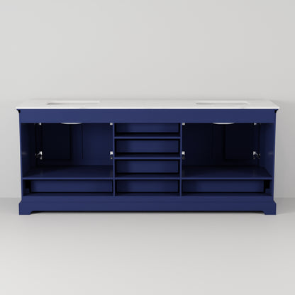 Lexora Dukes 80 in. Navy Blue Double Sink Bath Vanity