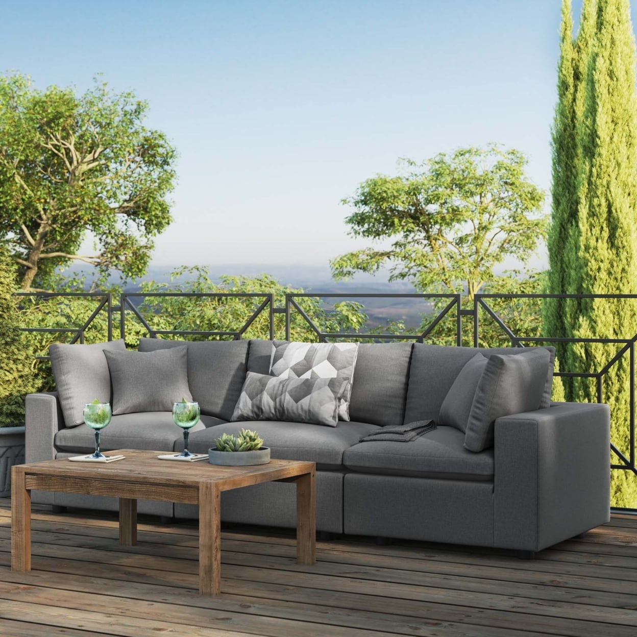 Commix Overstuffed Outdoor Patio Sofa-EEI-5578