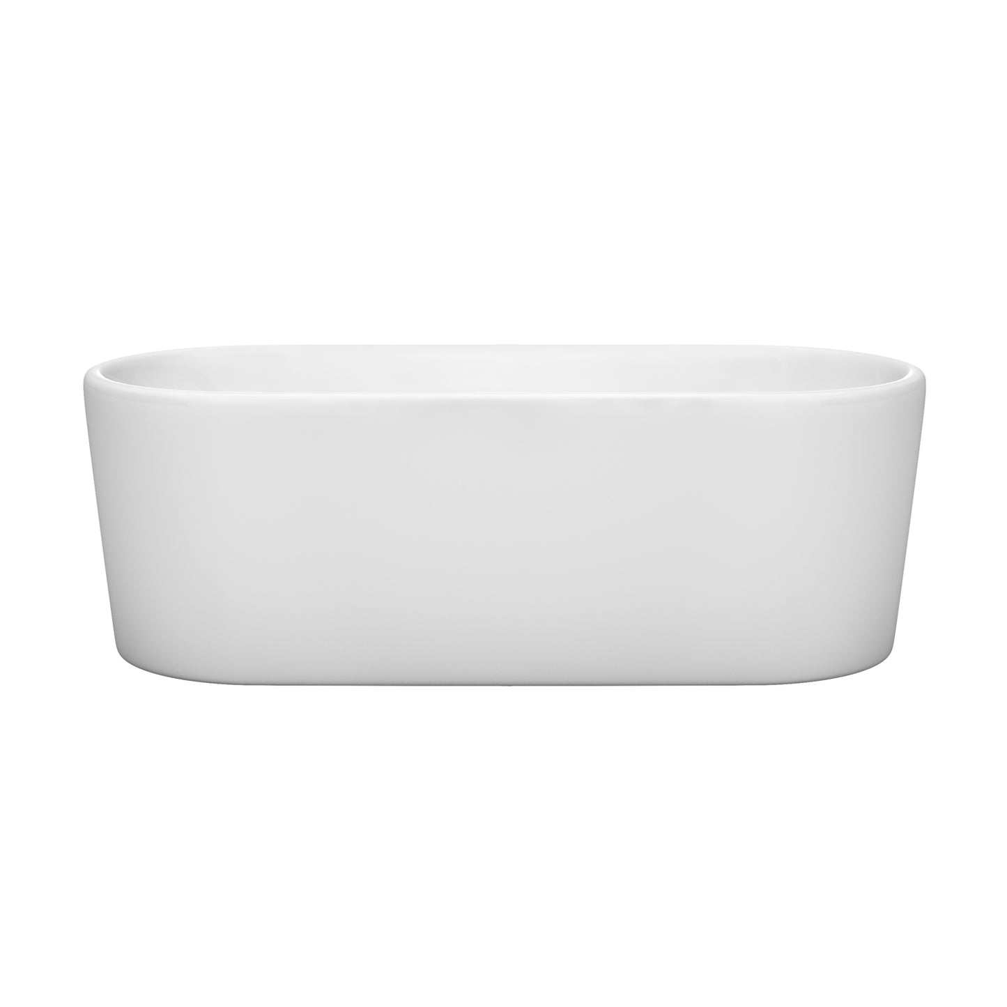 Ursula 67 Inch Freestanding Bathtub in White with Brushed Nickel Drain and Overflow Trim