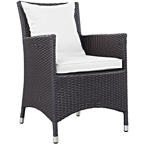 Modway Convene Wicker Rattan Outdoor Patio Dining Armchairs with Cushions in Espresso