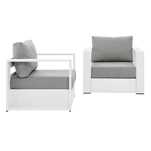 Modway Tahoe White Gray Aluminum Patio 2-Piece Armchair Set EEI-5751-WHI-GRY