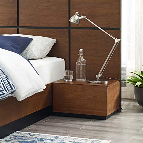 Modway Caima Mid-Century Modern Nightstand with Drawer in Walnut