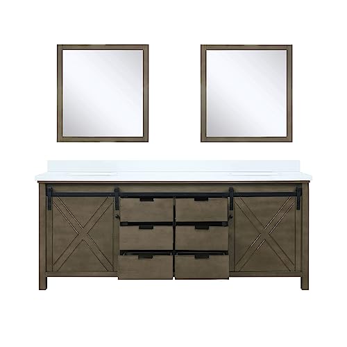 Lexora Marsyas Bath Vanity, Cultured Marble Countertop and 28 in Mirror