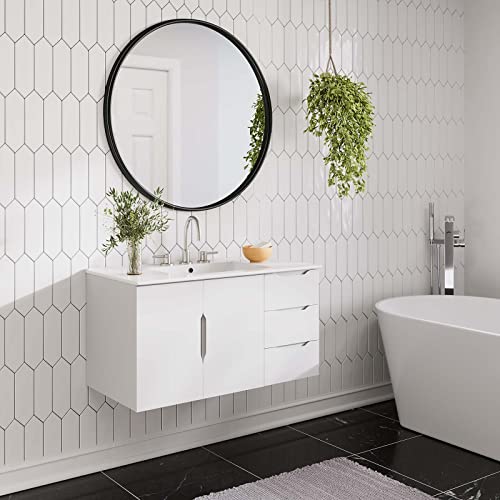 Modway EEI-4894-WHI Vitality 36" Bathroom Vanity Cabinet (Sink Basin Not Included), White