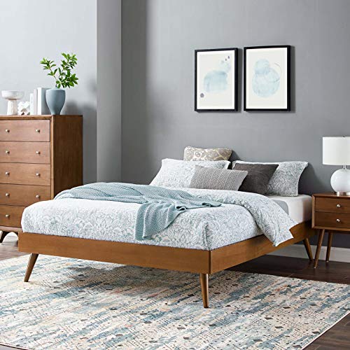 Modway Margo Full Wood Platform Bed Frame in Walnut