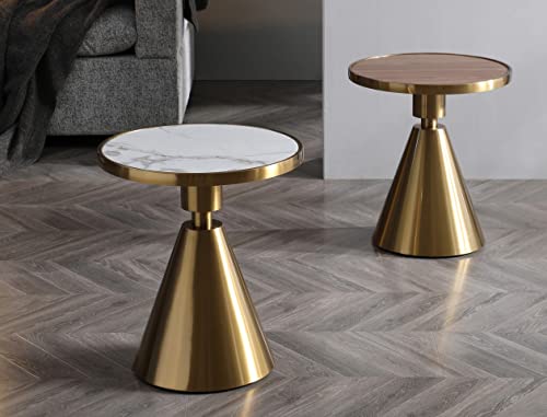Whiteline Modern Living Pia Side End Table, White/Gold