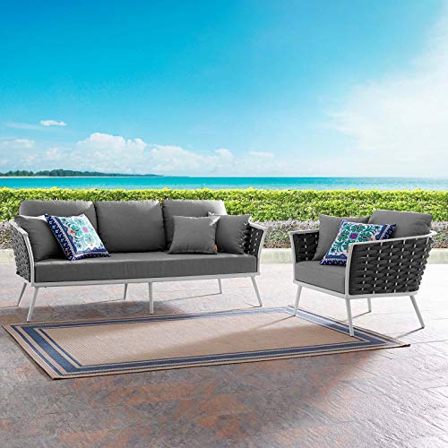 Modway Stance Outdoor Patio Woven Rope Aluminum Patio Sectional Sofa Set