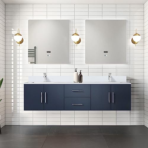 Lexora Geneva Bath Vanity, White Quartz Top, and Faucet Set