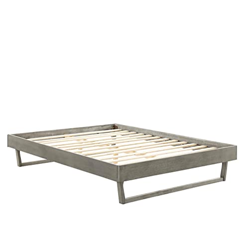 Modway Billie Wood King Platform Bed Frame in Gray