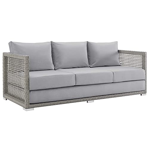 Modway EEI-2923-GRY-GRY Aura Outdoor Patio Wicker Rattan Sofa Gray