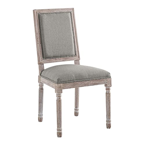 Modway Court Vintage French Upholstered Dining Side Chair in Beige