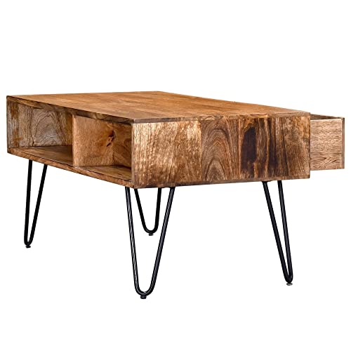 Whi Solid Wood Coffee Storage TABLE, NATURAL BURNT
