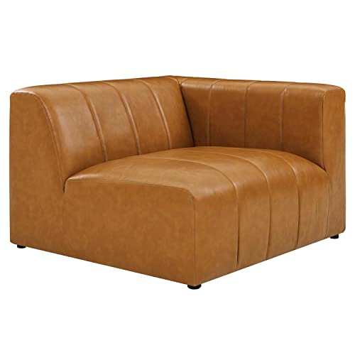 Modway Bartlett Channel Tufted Vegan Leather Sectional Sofa Right-Arm Chair in Tan