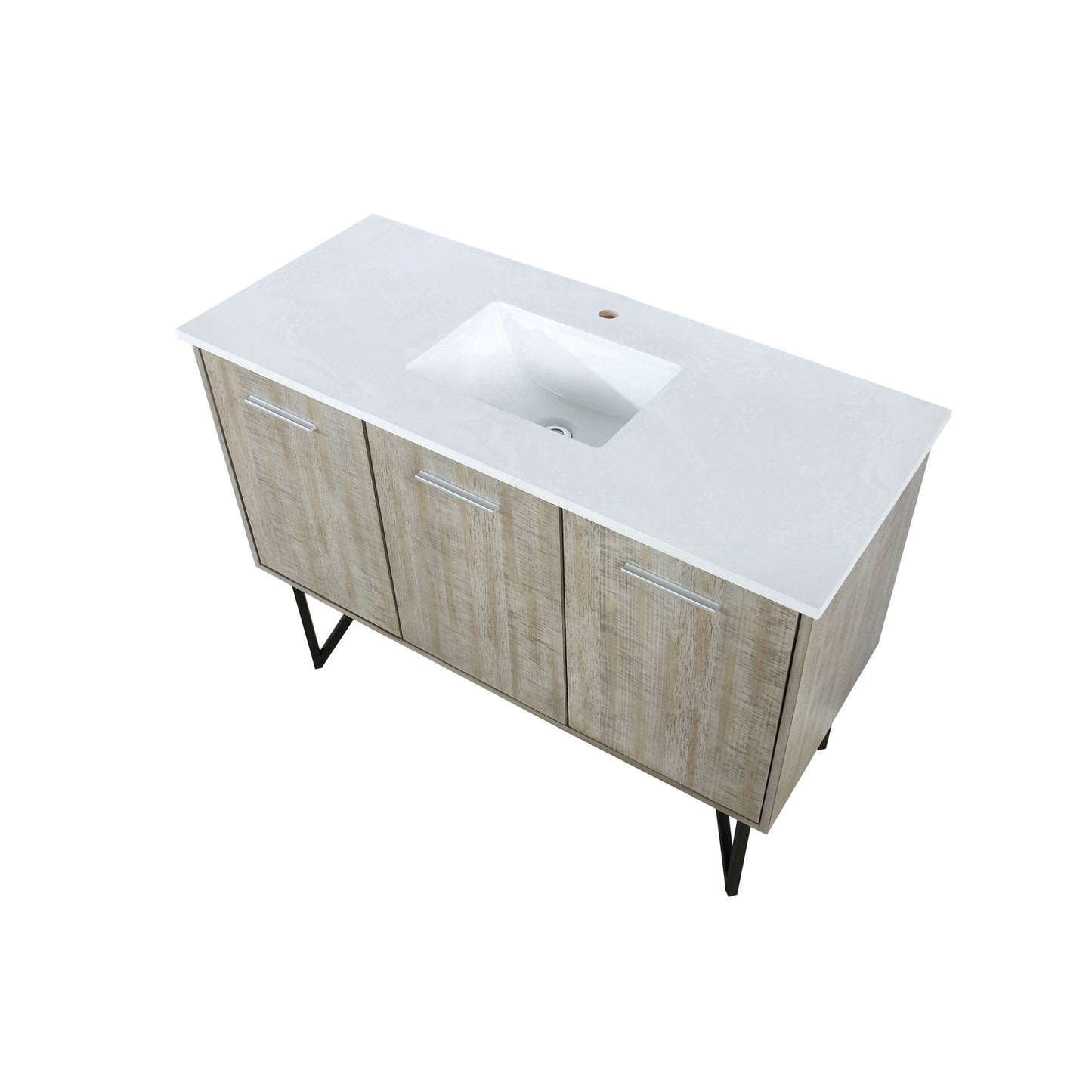 Lancy 48" Rustic Acacia Bathroom Vanity, White Quartz Top, and White Square Sink