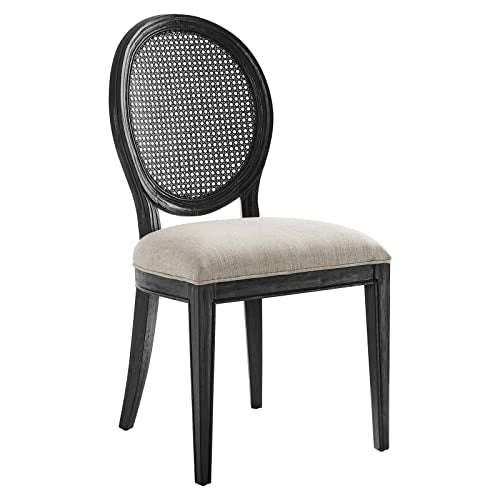 Modway Forte French Vintage Round Back Wood and Fabric Upholstered Fully Assembled Dining Side Chair
