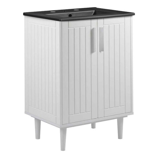 Modway Augusta 24" Modern Style Wood Bathroom Vanity in White/Black