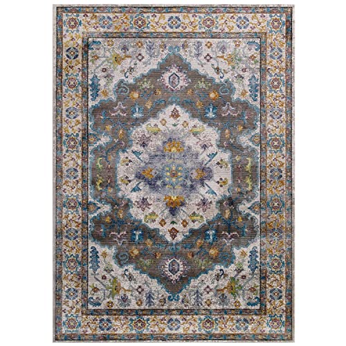 Modway Kaede Distressed Vintage Floral Moroccan Trellis Area Rug