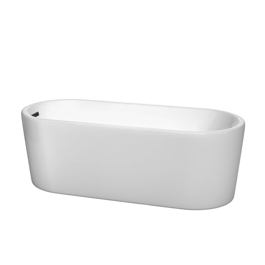 Ursula 67 Inch Freestanding Bathtub in White with Matte Black Drain and Overflow Trim